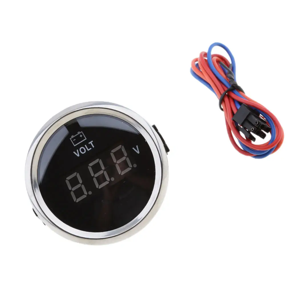 Marine Car Truck 2``52mm Digital LED Volt Voltage Gauge Meter Black Universal