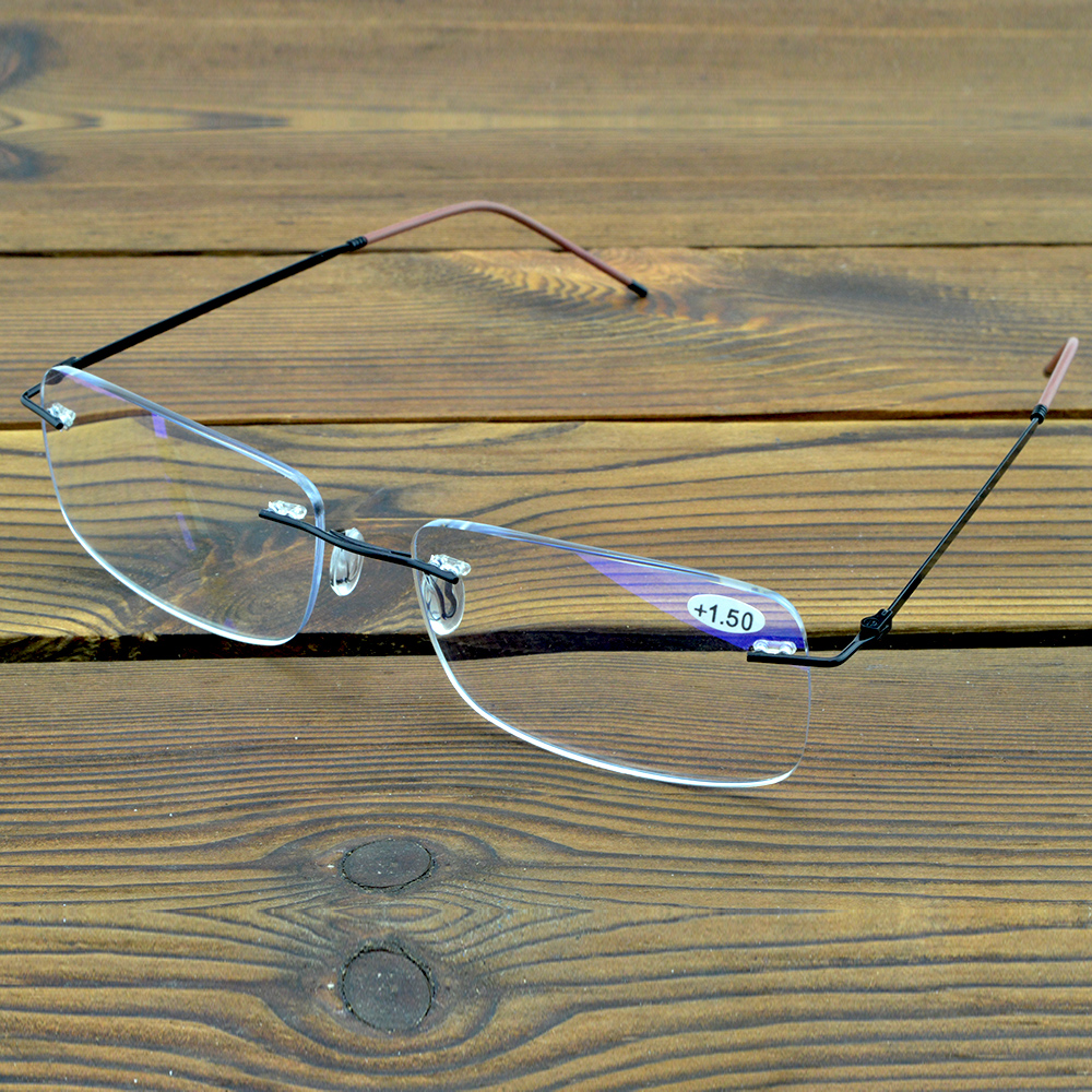 Comfortable rimless glasses for near and far vision