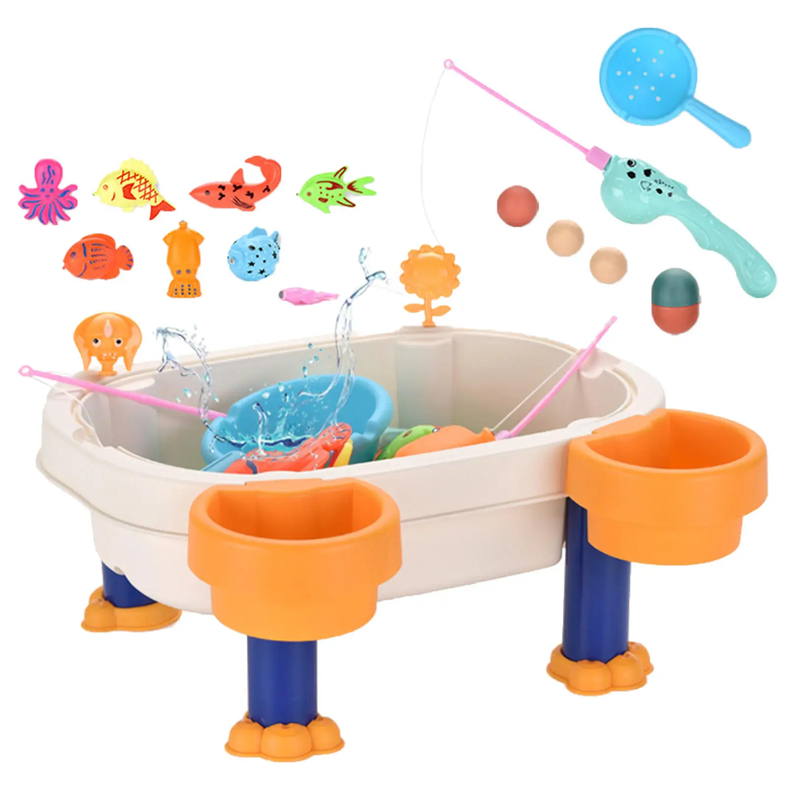 Educational Funny Fishing Table Toys Magnetic Fish Plate Fishing Game Water Playing Table Toy Set Gift for Toddlers