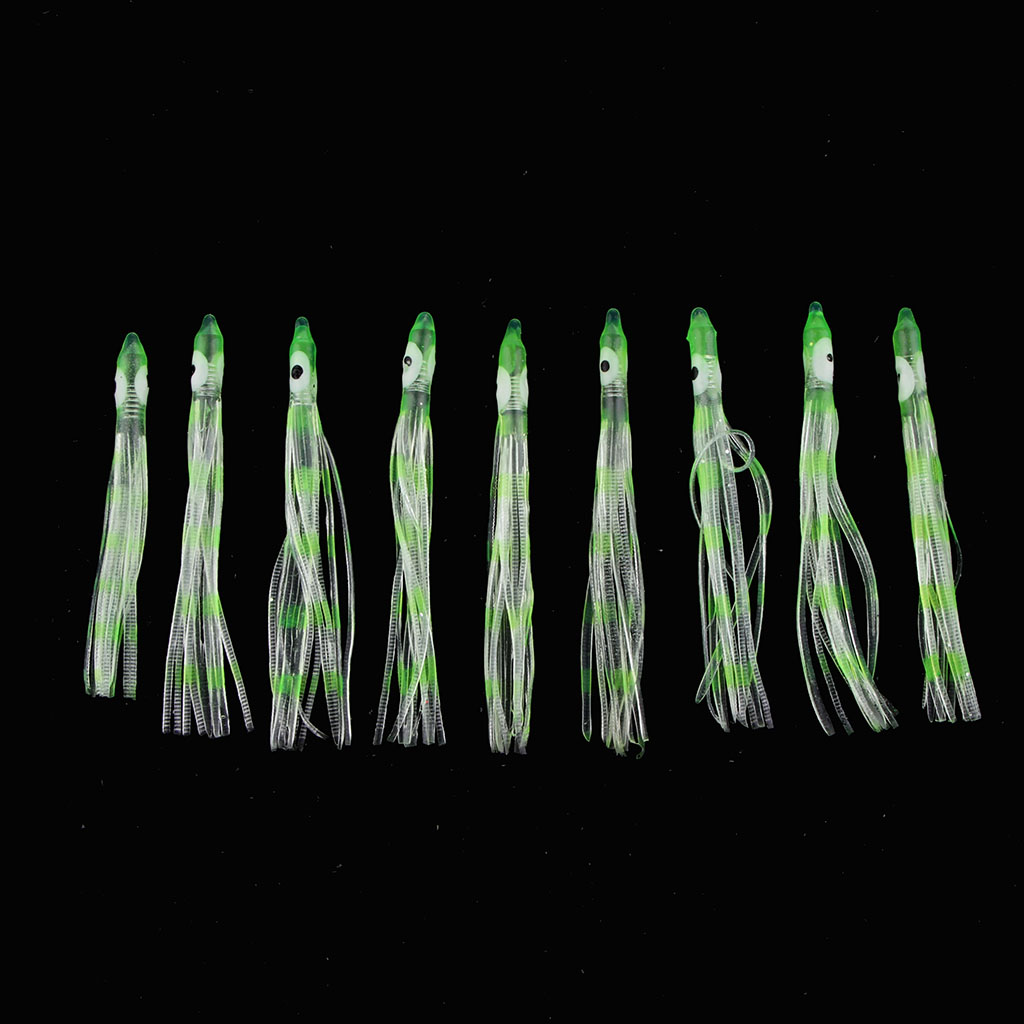 10pcs Silicone  Octopus Skirts Squid Skirt Trolling Lures Soft Lures 9cm for Tuna, Marlin, Wahoo