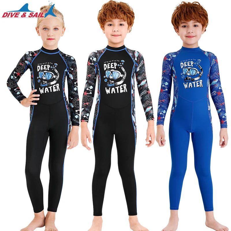 Kids Diving Suit Wetsuit One-Piece Underwater Jumpsuit UV Protect Youth Swimsuit Sportswear Accessories