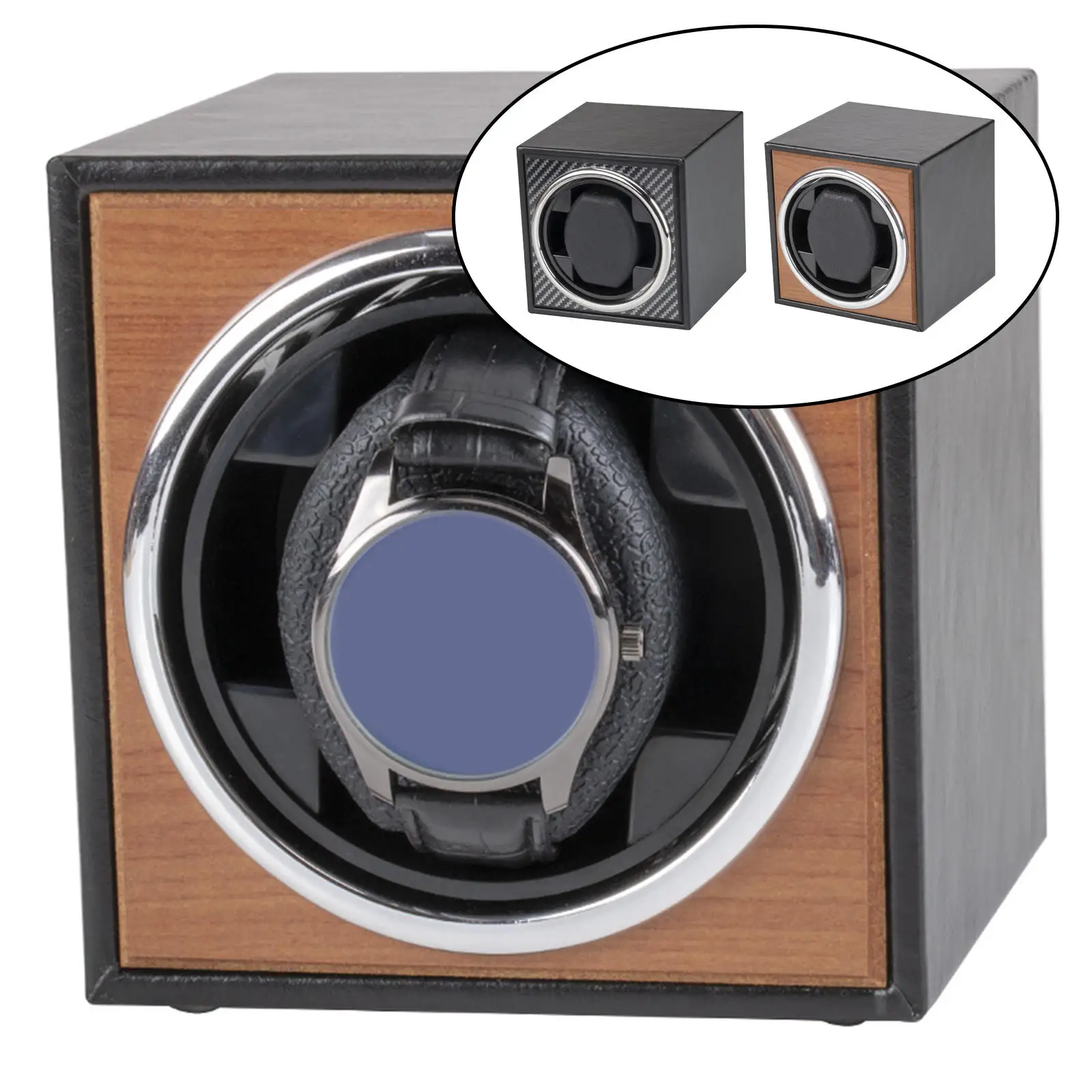 USB Battery Powered Single Watch Winder Winding Box PU Leather 2 Rotation Modes for Mechanical Watch Wristwatch Bedroom Gifts