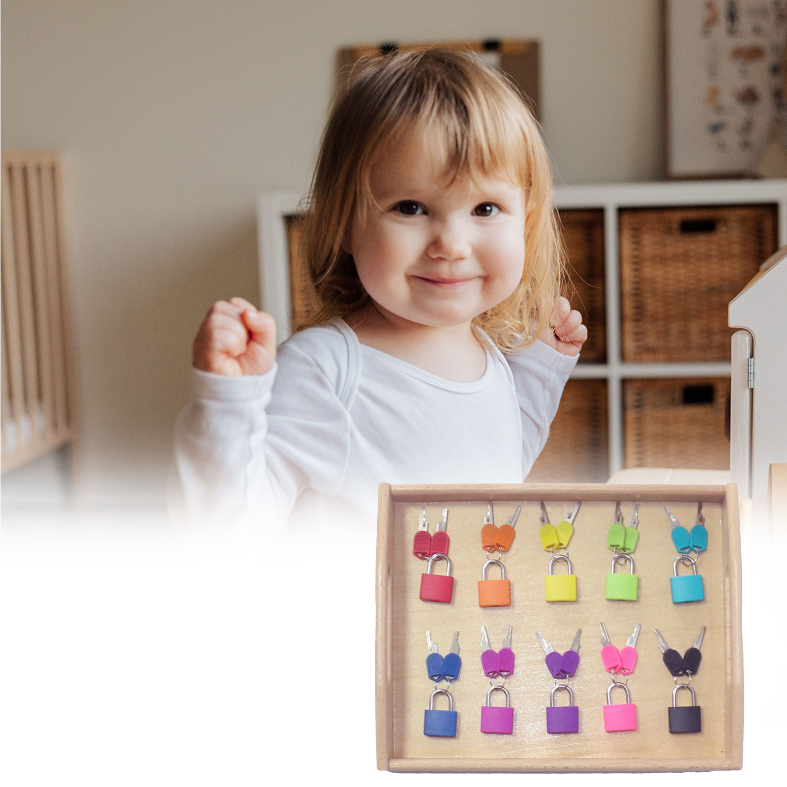 Set of 10 Early Learning Toys Classroom Matching Game Small Locks with Keys Padlock with Key for Luggage Lock Suitcase Lock