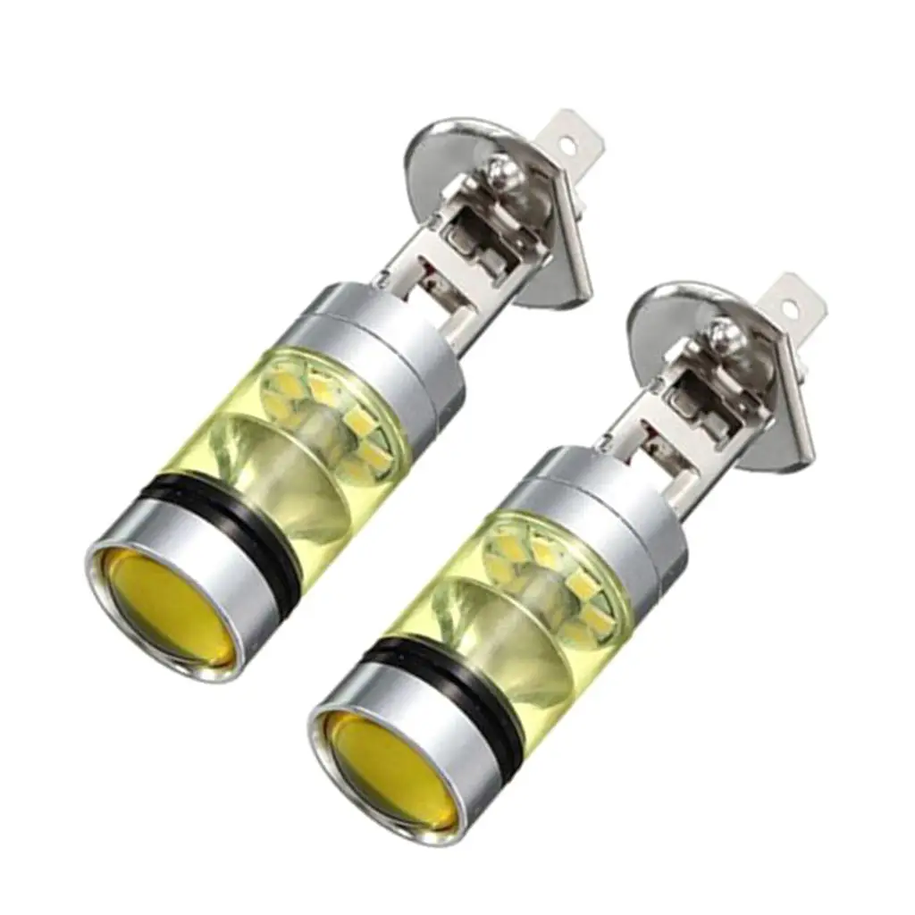 2x Replacement H1 100W LED YELLOW SMD Projector Fog Driving DRL Light Bulbs