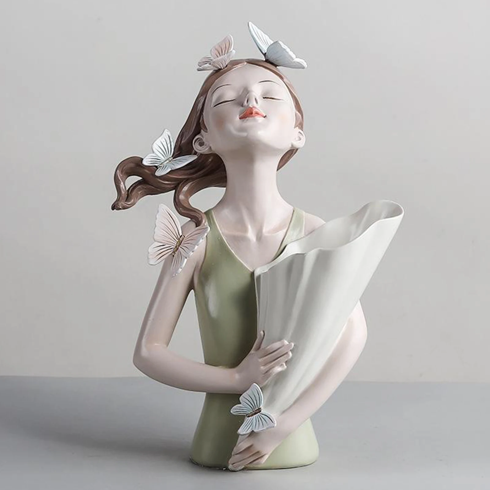 Nordic Butterfly Fairy Girl Dry Flower Vase Pot Minimalism Art Decoration , Home Centerpieces Resin Figurines Statues