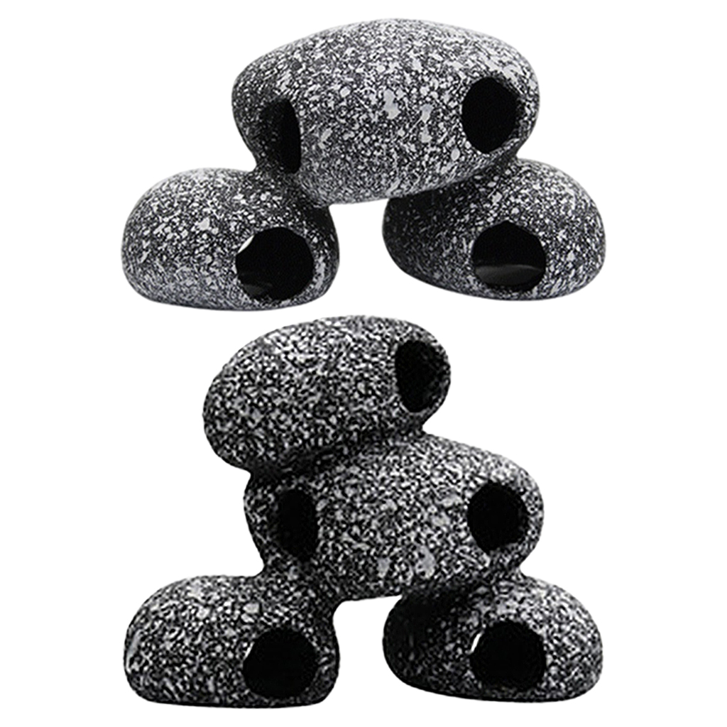 Decorative Aquarium Cave, Natural Ceramics Betta Cave Hide Out Rock Stone, Fish Tank Shrimp Play Hide Rest Tropical Cichlid Rock