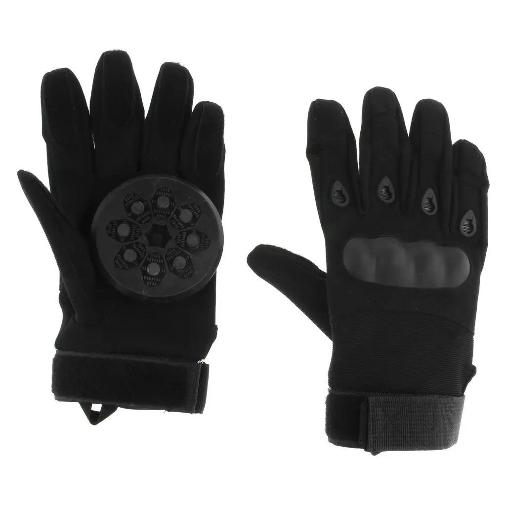 Skateboard Longboard Slide Gloves Full Finger with Pucks Standard Size for Downhill &  Full Finger Skateboard Gloves