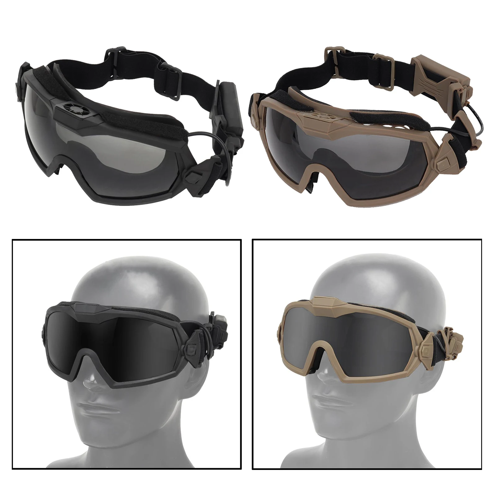 Outdoor Sports Goggles with 2 Lens UV400 Impact Resistance Shooting Goggles for