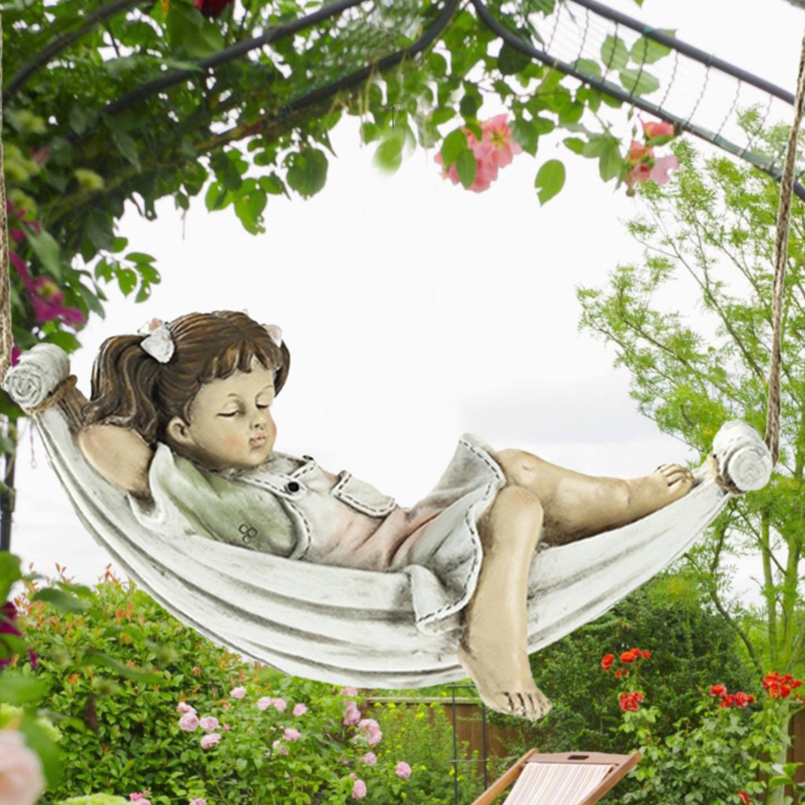 Outdoor Tree Hanging Statue Garden 28.5cm Figurine Weatherproof Pond Craft