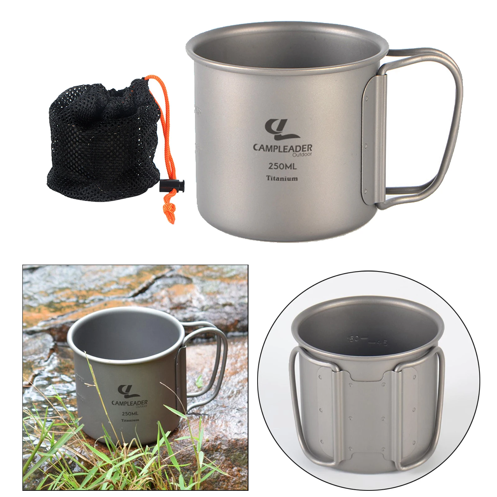 Folding Camping Mug Travel Home Utensils Titanium Pot Lightweight Only 40g