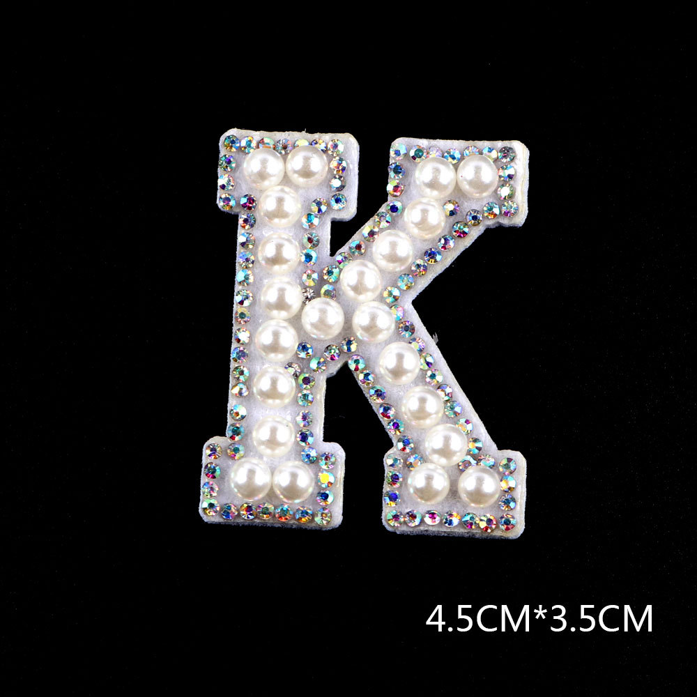 26 brief AB Strass Perle Englisch Alphabet Patch 3D Perlen Aufkleber Mixed Stickerei Patch Für Kleidung Logo Diy Applique – Detail 22