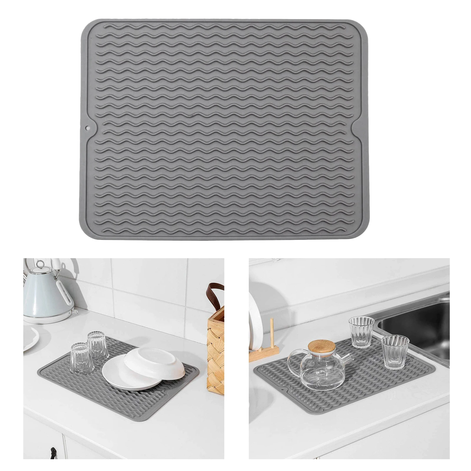 16x12inch Silicone Dish Drying Mat Drainer Pad Countertop Mat  