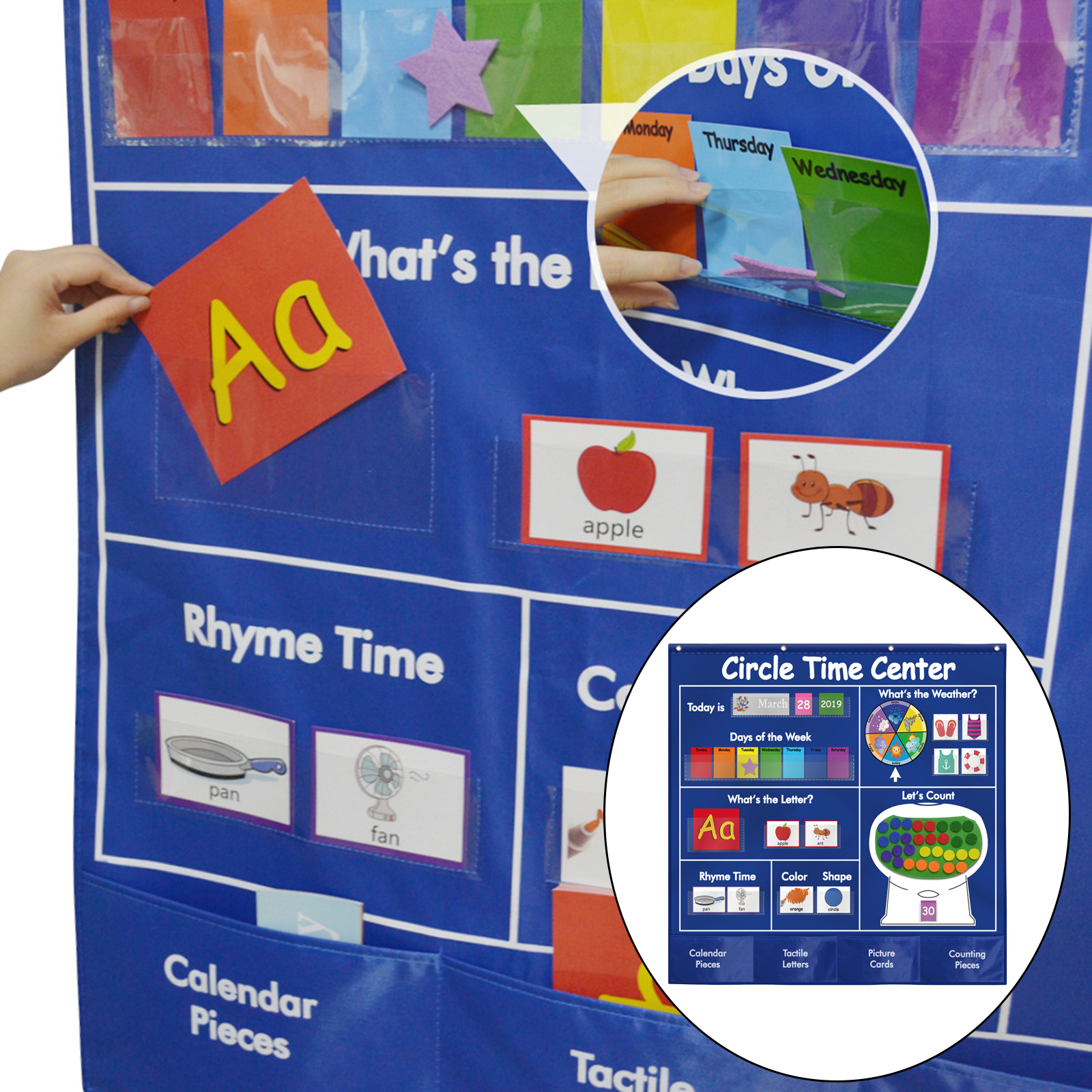 Circle Learning Time Center Pocket Chart Kindergarten, Classroom Wall Chart