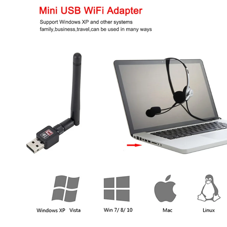 mobile lan adapter WVVMVV Không Dây WiFi Card Mạng USB 150 Dài 2.0 M 802.11 B/G/N LAN Ăng Ten Adapter Có Anten dành Cho Laptop Mini Wi-fi Dongle wifi card for pc