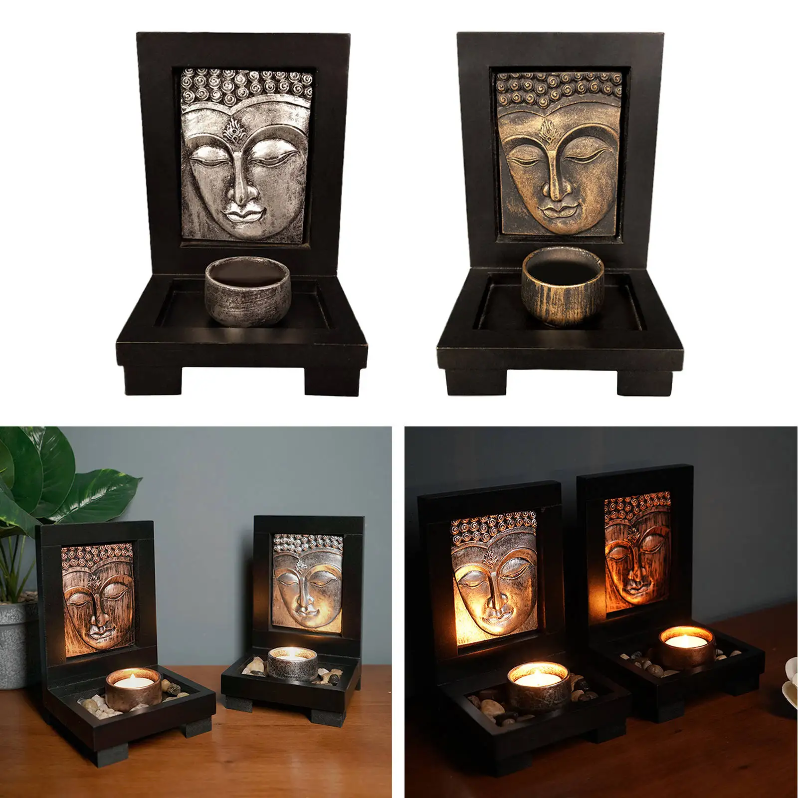 1 Piece Buddha Face Candle Holder Zen Culture Buddhism Exquisite Yin-Yang Energy Candle Buddha Statue Candle Holder for Home