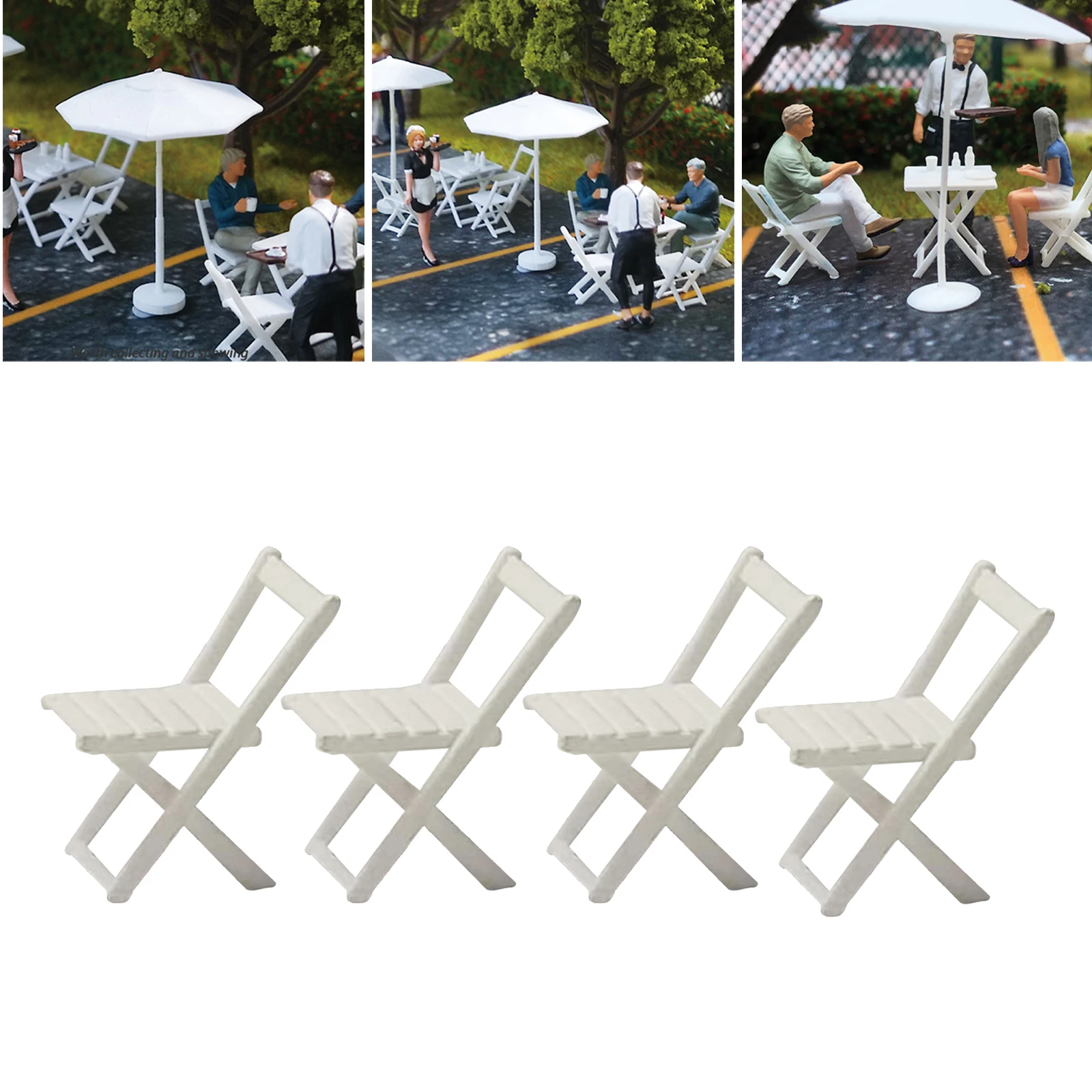 4pcs 1:64th Figures Model Resin Chair for Miniature Scenes, Diorama Decoration Accessories