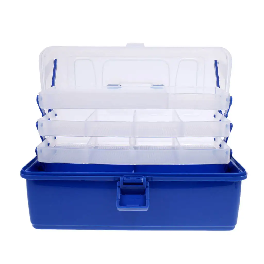 3/4 layers Waterproof Fishing Tackle Box Tray Fishing Hooks Lures Baits Storage Case Ladder Shaped Container