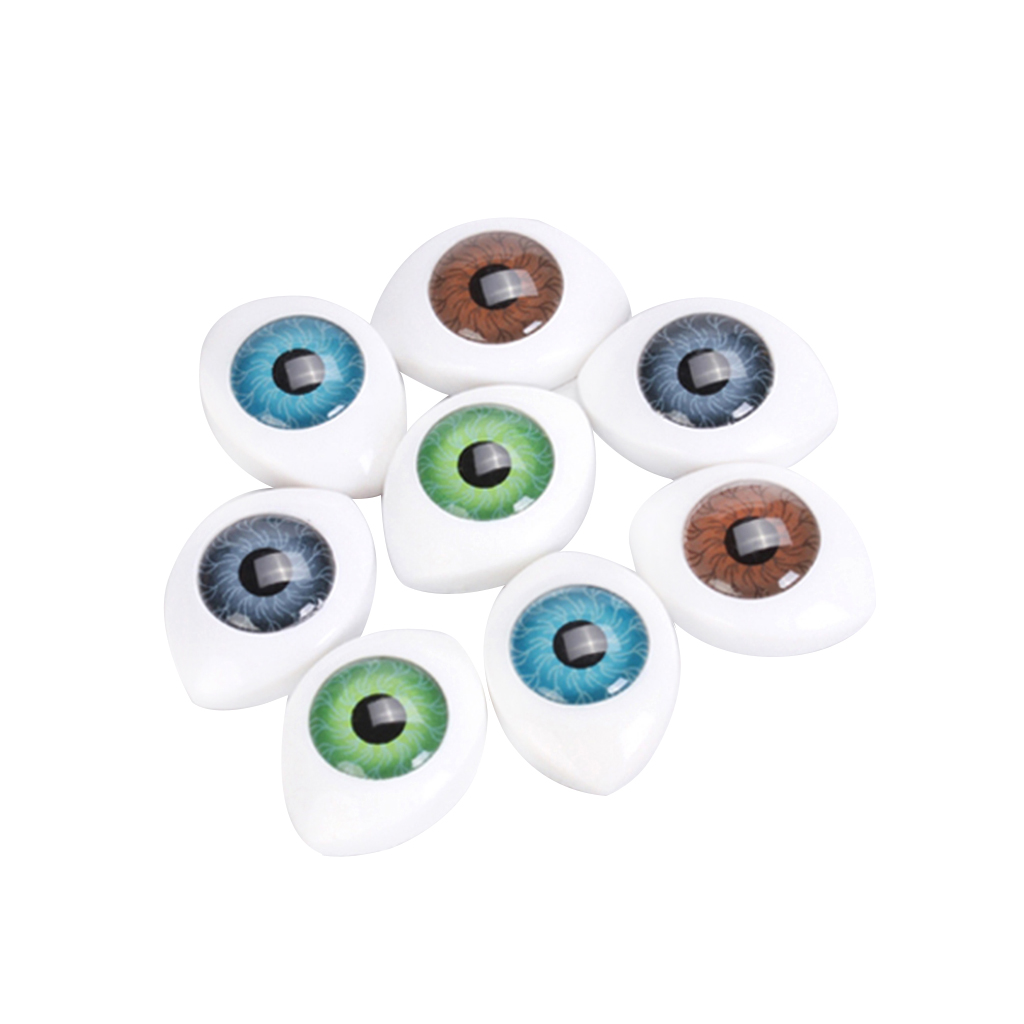 MagiDeal 4 Color 8Pcs Plastic Oval Hollow Back Plastic Eyes for Doll Animal Puppet Mask DIY Craft Toys Accessory 8mm