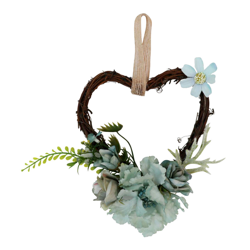 Shabby Chic Heart Rattan Artificial Simulation Rose Flower Home Door Lintel Chair Wall Decoration Wedding Party Supplier
