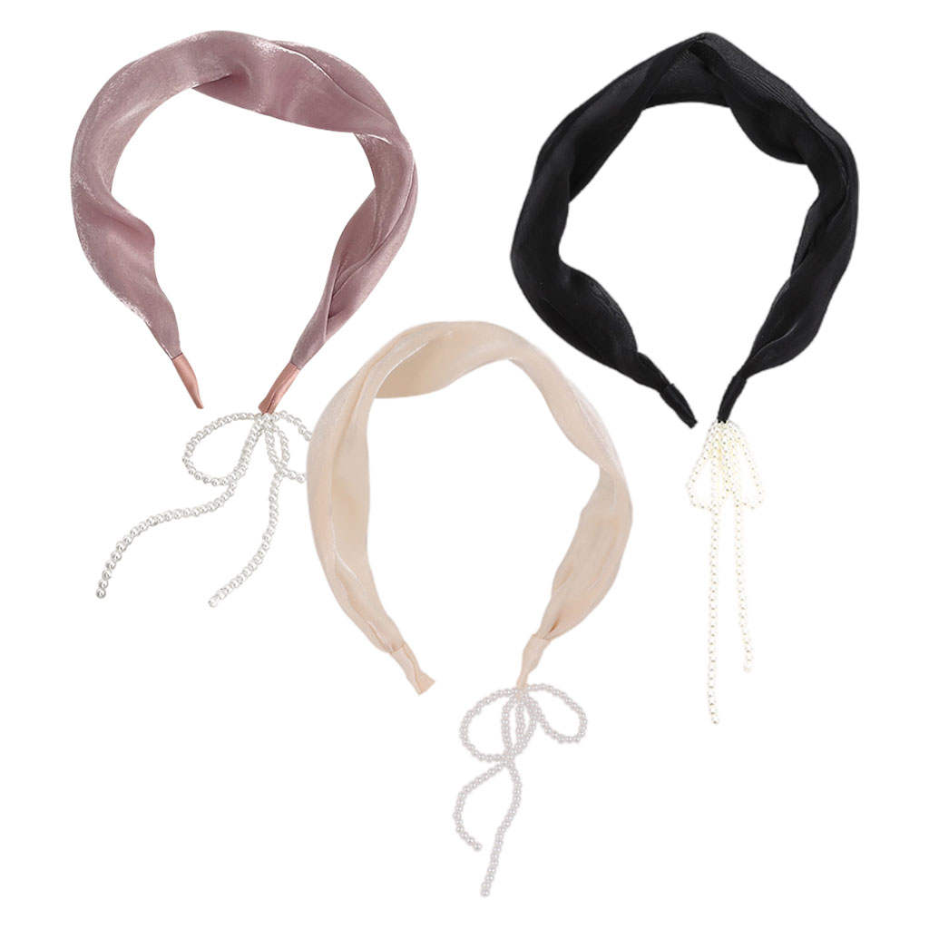 Women Simple Tassel Earring Hairband Imitation Pearl Hair Bezel for Bridal Wedding Party Female Girls