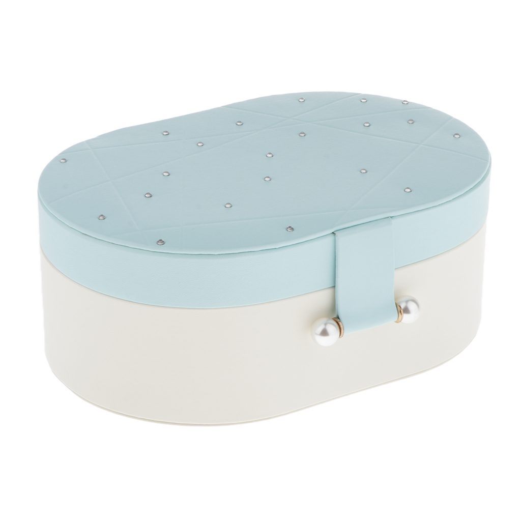 Artificial Leather Oval Double-Layers Jewelry Organizer Jewelry Storage