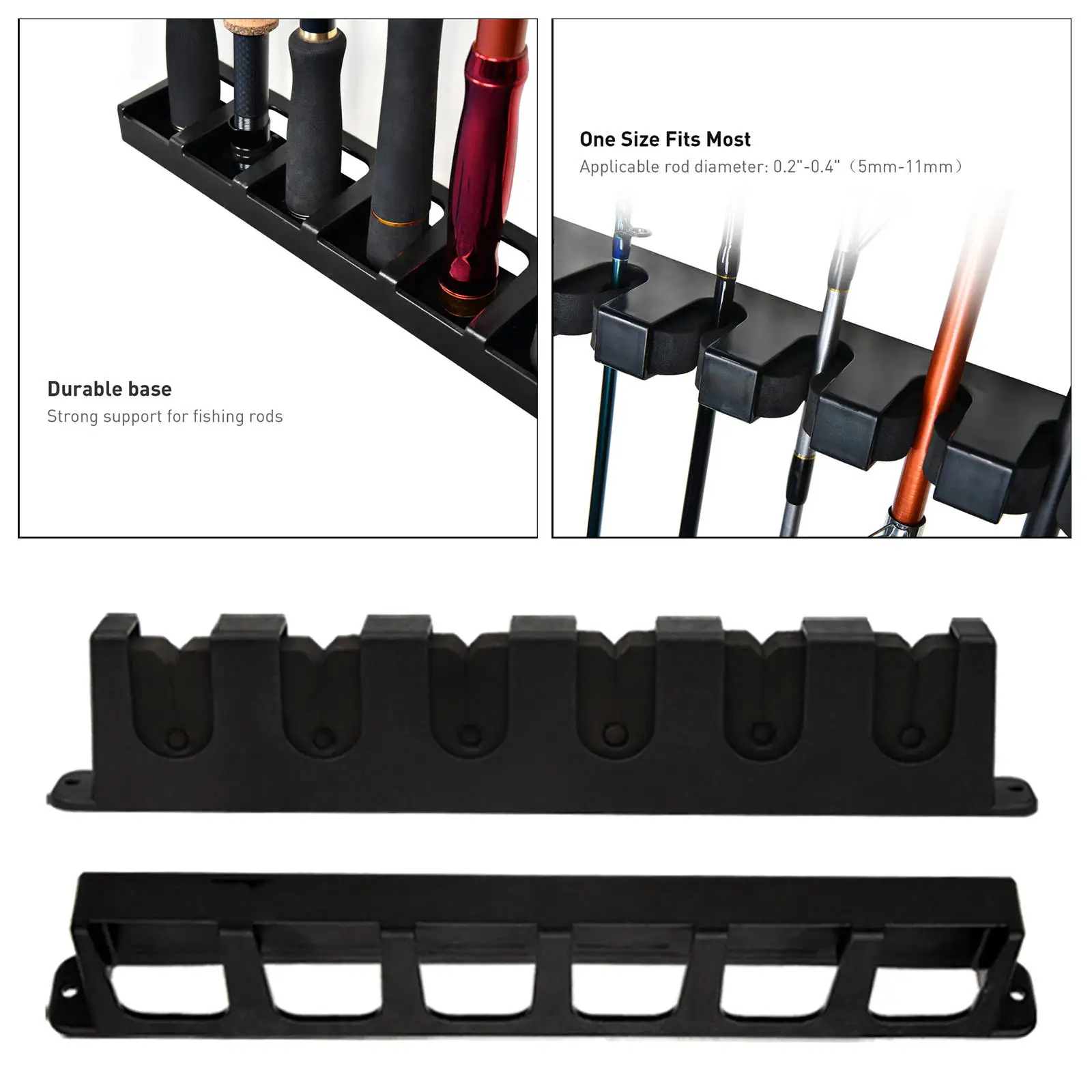 Vertical Fishing Rod Rack 6 Rods Holder Wall Mount Storage Pole Stand Durable 