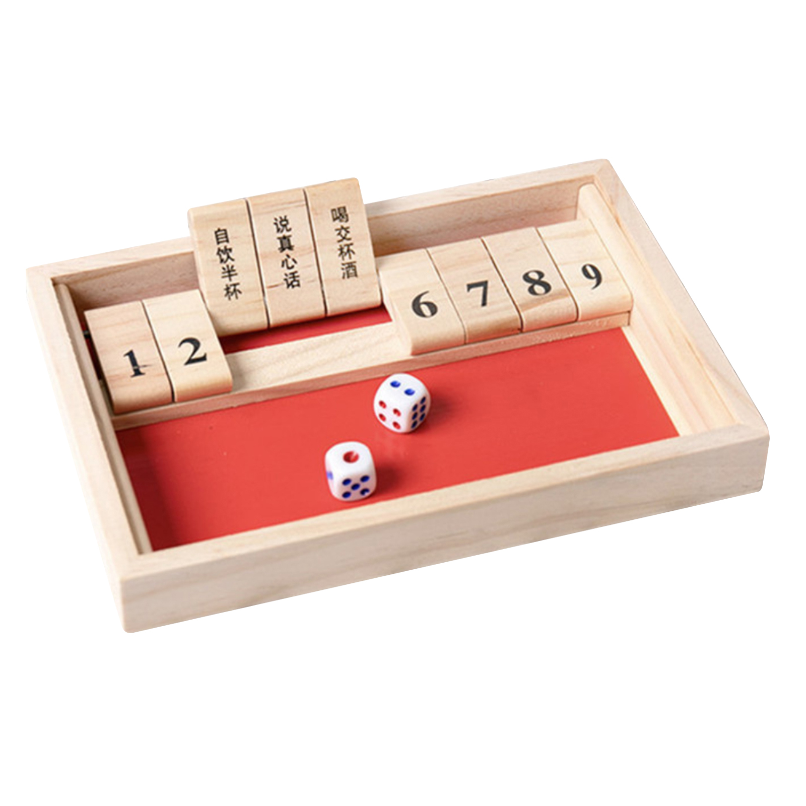 1-2 Player Shut The Box Wooden Table Board Game Classic Dice Number Puzzle Table Game Toy for Bar Club Friends Drinking Game
