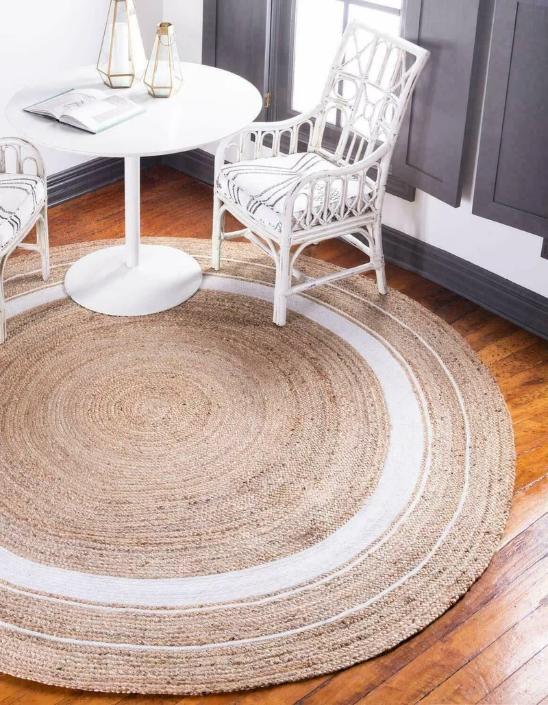 Details about   Jute Rug Round Braided Natural Reversible Style Rustic Modern Look Carpet Floor 