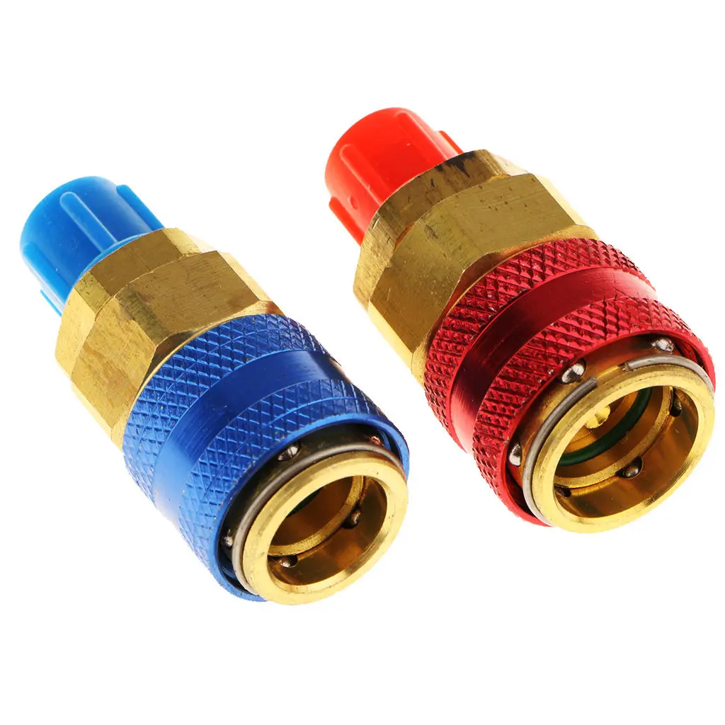 1 Pair Automotive Air Conditioning Refrigerant R134a High & Low Quick Connector Coupler Adjustable AC Manifold Gauge 50*25mm