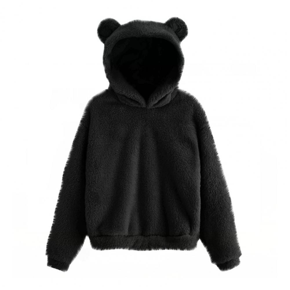 longa coelho orelha capuz moletom bonito pelúcia quente casual hoodie topos