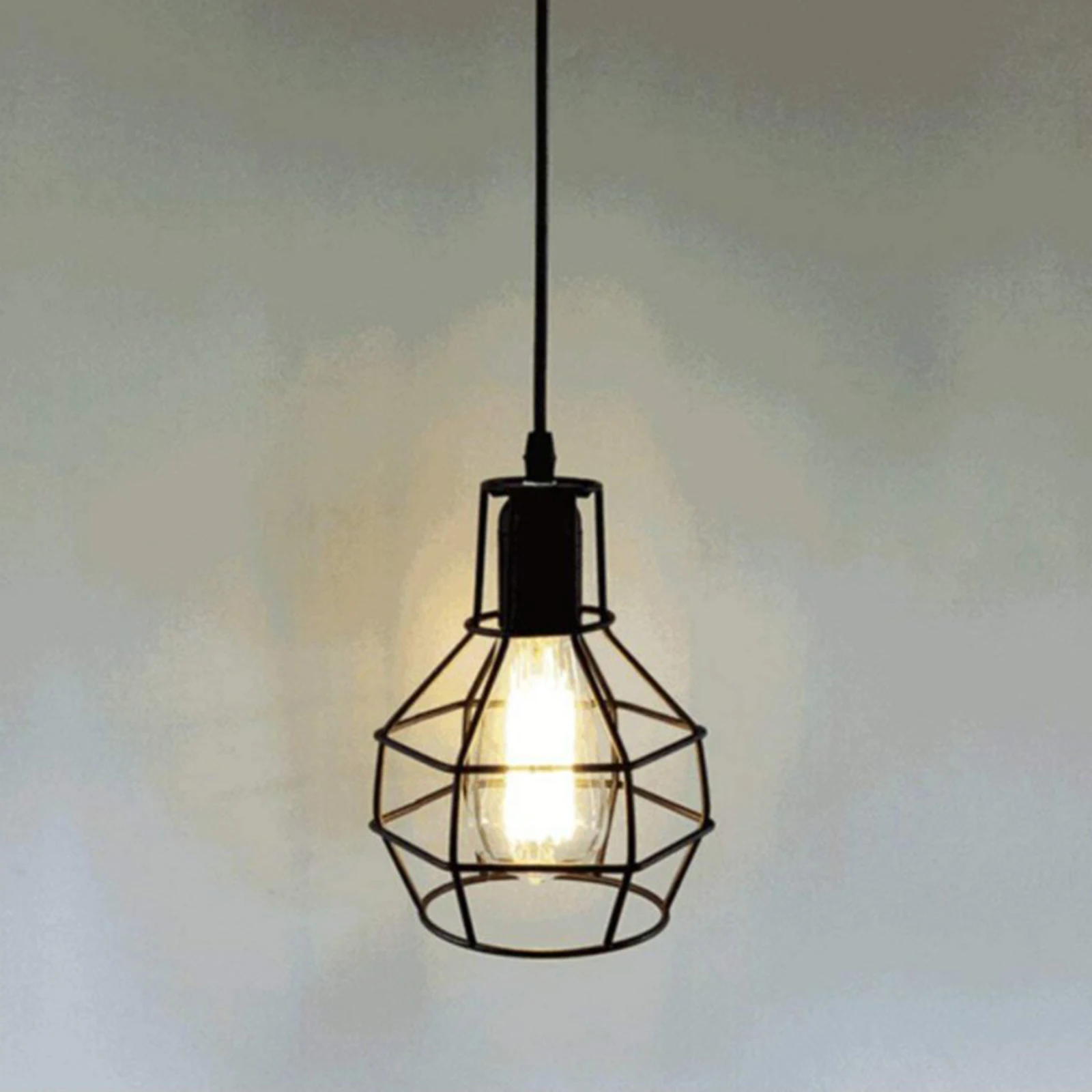 Vintage Style Retro Industrial Loft Iron Ceiling Cage Light Pendant Lamp Shade for Home Bedroom Living Room Decor