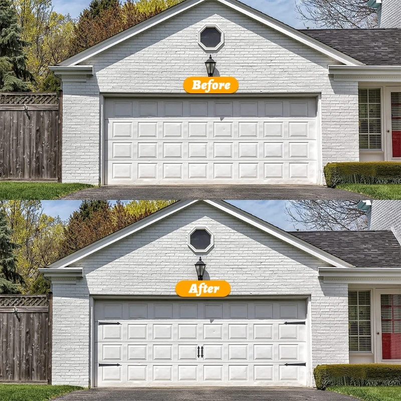 Magnetic Decorative Garage Door Faux Hinges Handles Hardware Kit Household Creat