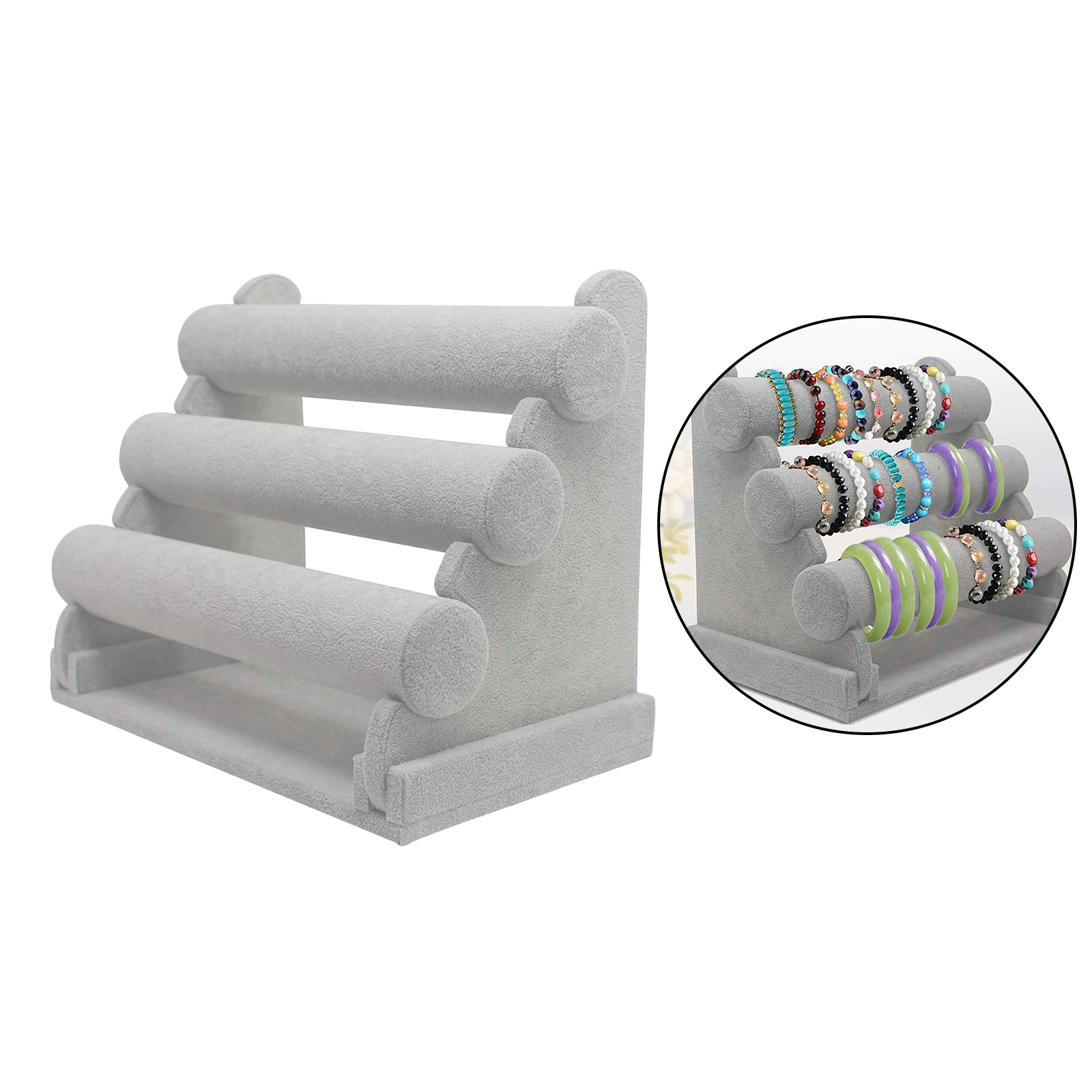 3 Tiers Bracelet Holder Velvet Jewelry Organizer Stand Display for Watch