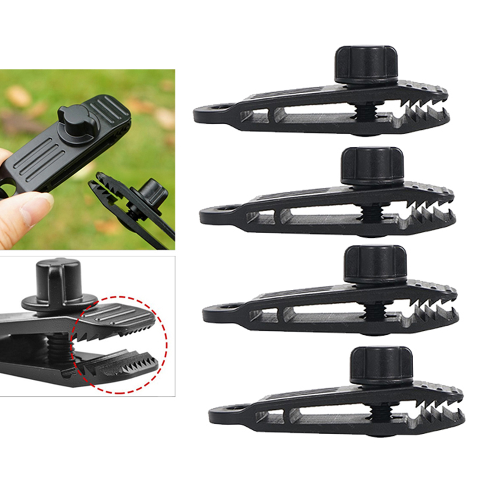 4pcs Nylon Tarp Clips Heavy-Duty Sliding-Lock Grip Clamps For Awnings Marine