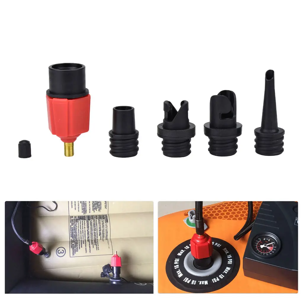 Multifunctional 4-Nozzle  Pump Adapter Inflatable Boat Kayak Air Valve Adaptor Hose Connector