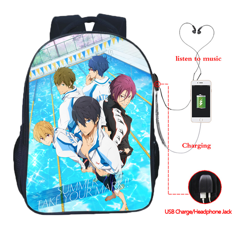 Swim Club USB Charge Backpack School 