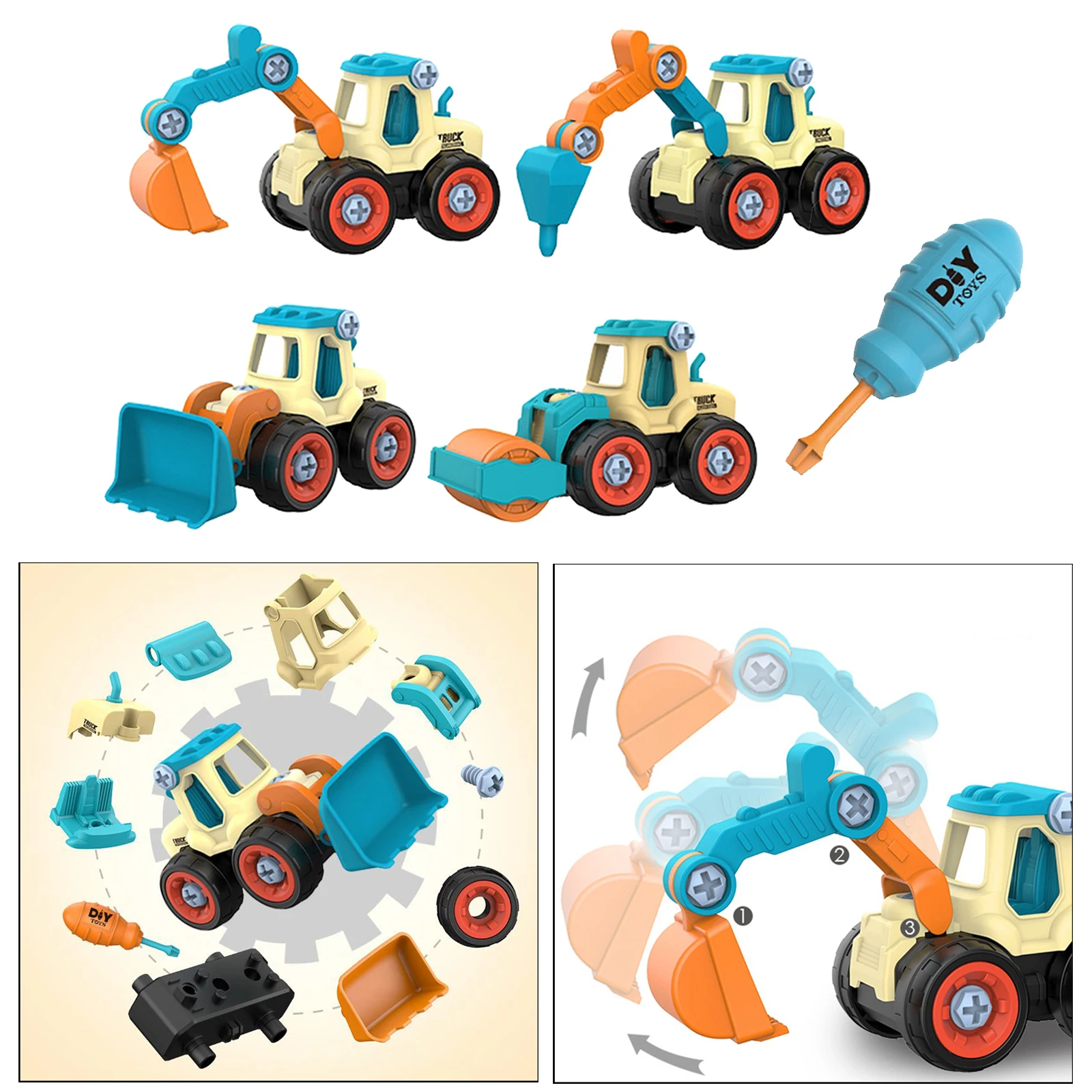 4x Creative Loading Unloading Engineering Truck Education Toys Model for Boy