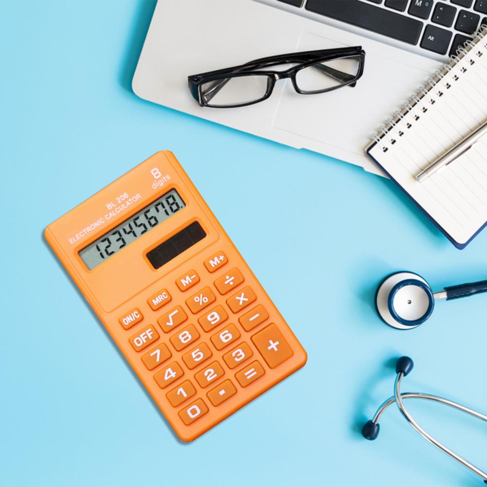 Description Picture 2 of item8 Digits Cute Portable Calculator Reliable ABS Pocket Size Handheld Calculator Office Supplies Orange Pink Green