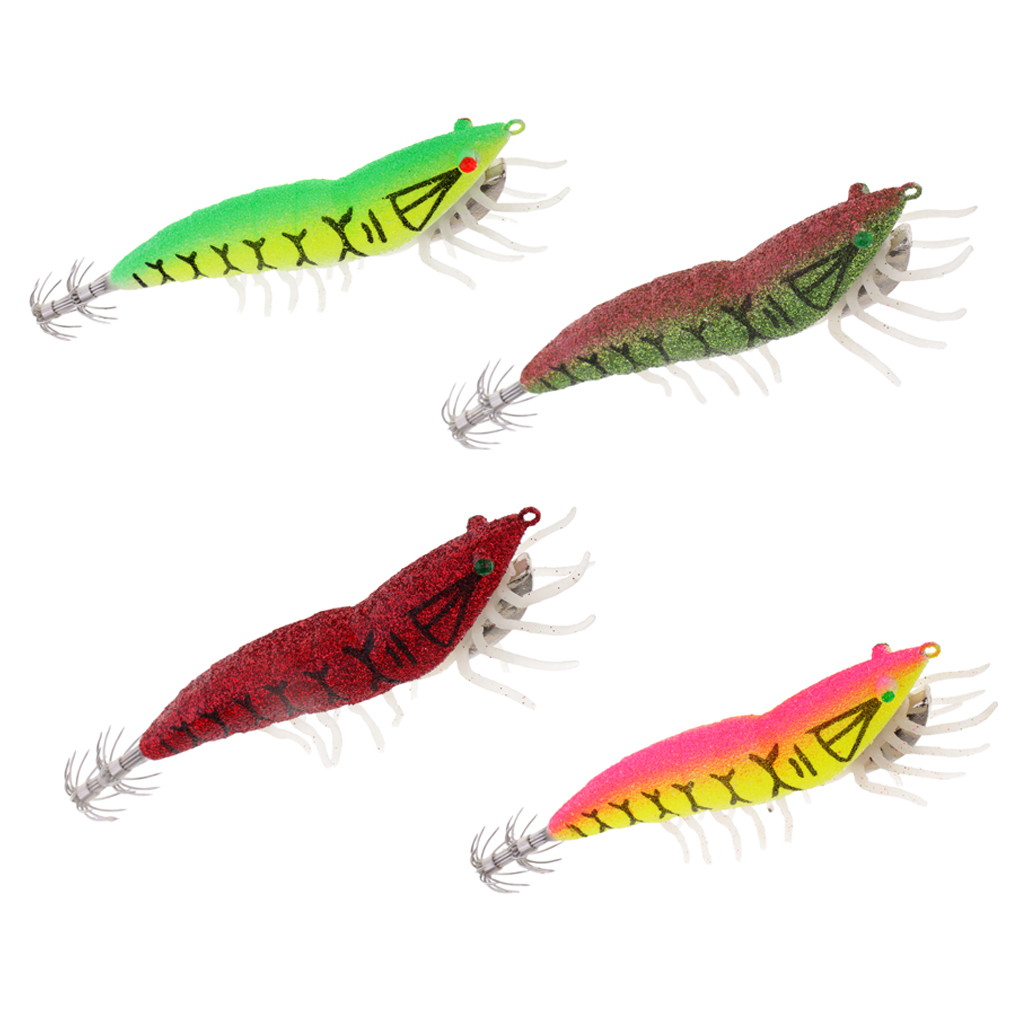 Glow In Dark Squid Jig Hooks Shrimp Fishing Lures With Luminous Soft Leg