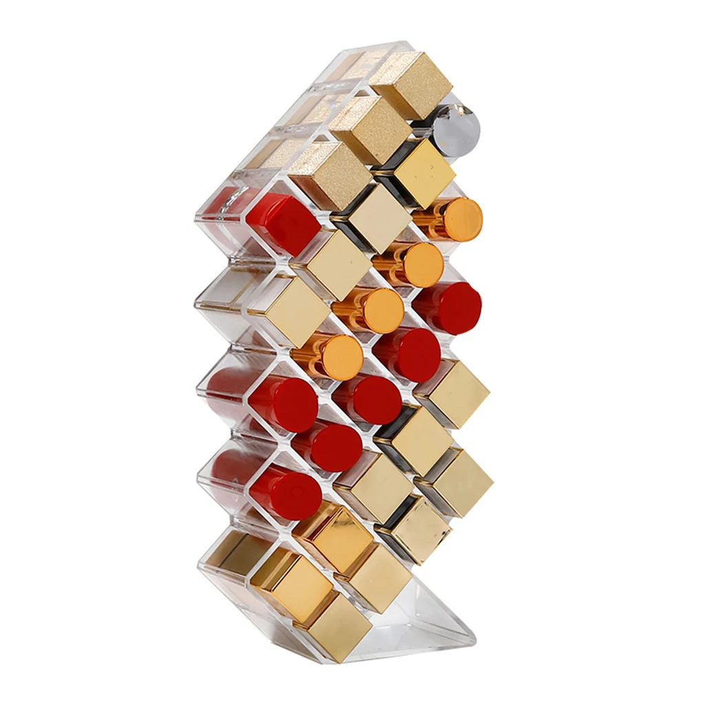 16 Slots Transparent Cosmetic Organizer, Lipstick Lip Gloss Storage Box