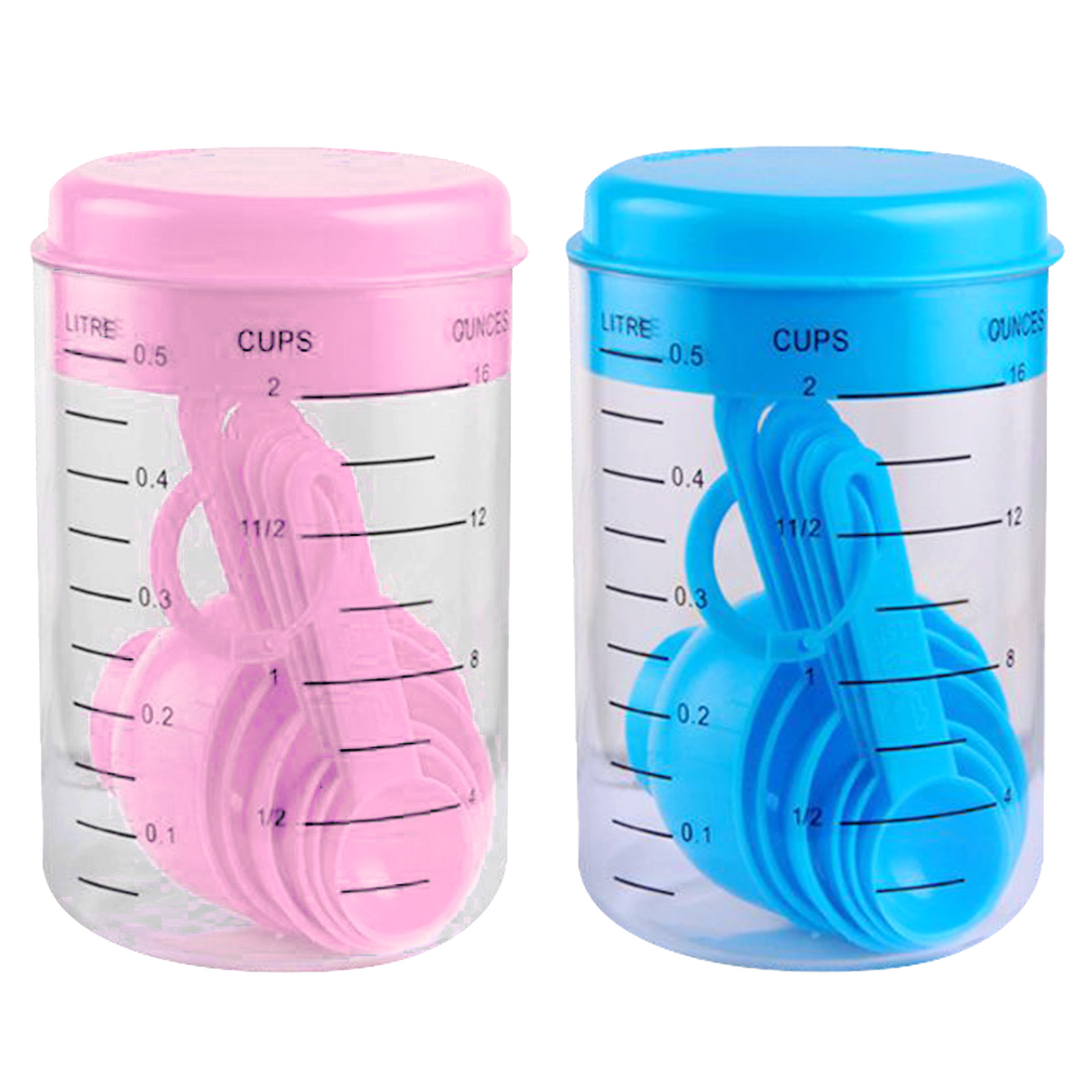 1Set Plastic Measuring Cup with 6 Spoons Set Kitchen Baking Accessory Safe to Use
