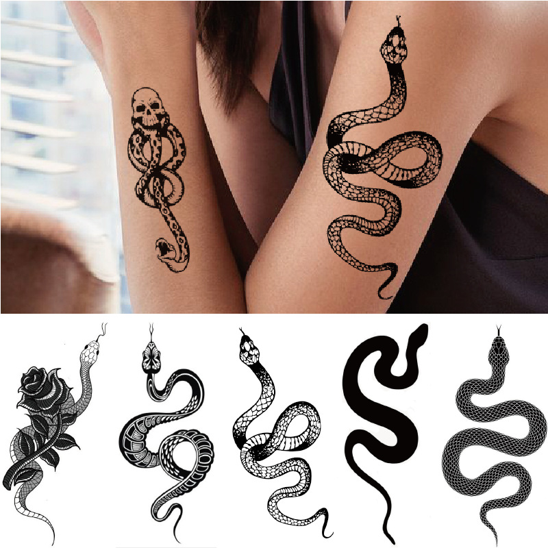 Best of Waterproof Temporary Tattoo Stickers Black Snake Fake Tattoo Waist Body Arm Art Tattoo Stickers Lasting Reviews & Tips