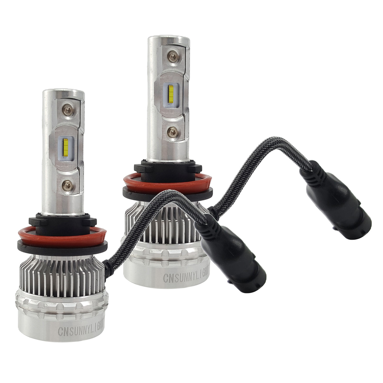 2pcs H11/H8/H9 LED Headlight Bulb Motorcycle Light Hi/Lo Beam 60W 9000LM High Bright 6000K Conversion Kit