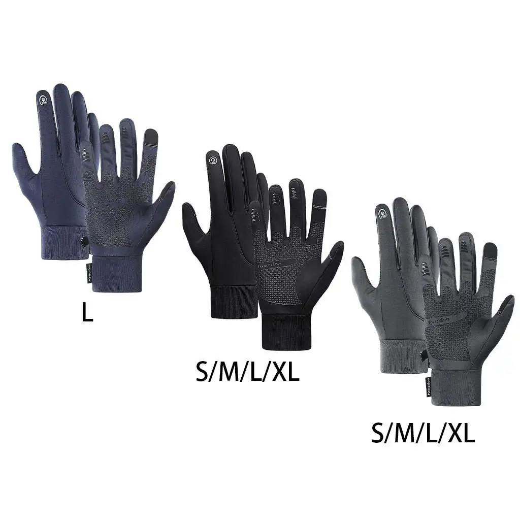 Waterproof Winter Warm Gloves Touch Screen Anti-Slip Silica Gel with Reflective Logo for Running Driving Hiking Cycling Outdoor