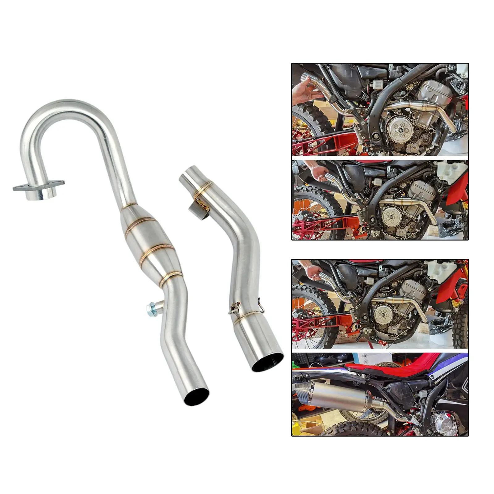 Mid Exhaust Pipe Slip On 304 Stainless Steel Front Middle Section Mid‐Pipe Pipe Header for Honda Crf250L 250L Rally 12-21