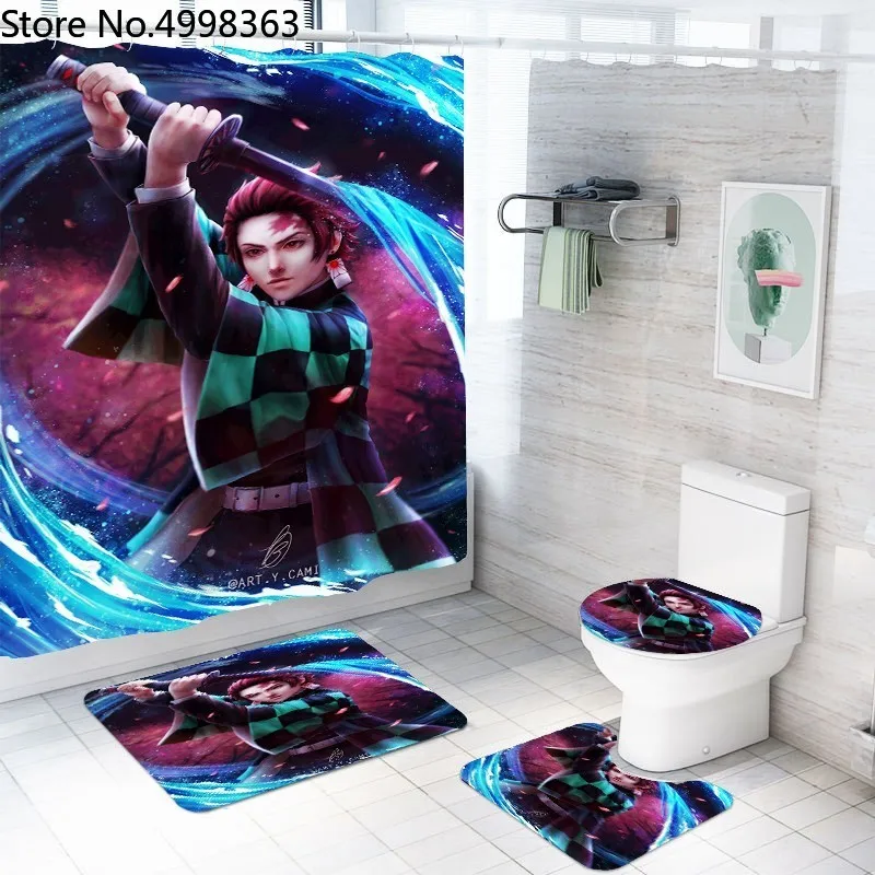 Details about   Cool Demon Slayer Bathroom Rug Shower Curtain Non-Slip Toilet Lid Cover Mat Gift 