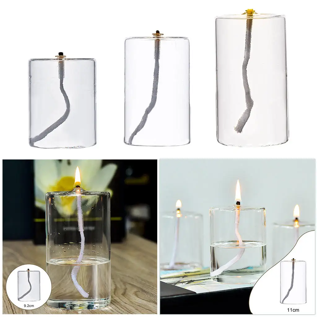 Clear Glass Oil Candle in A Candle Holder Oil Light for Christmas Halloween Decoration