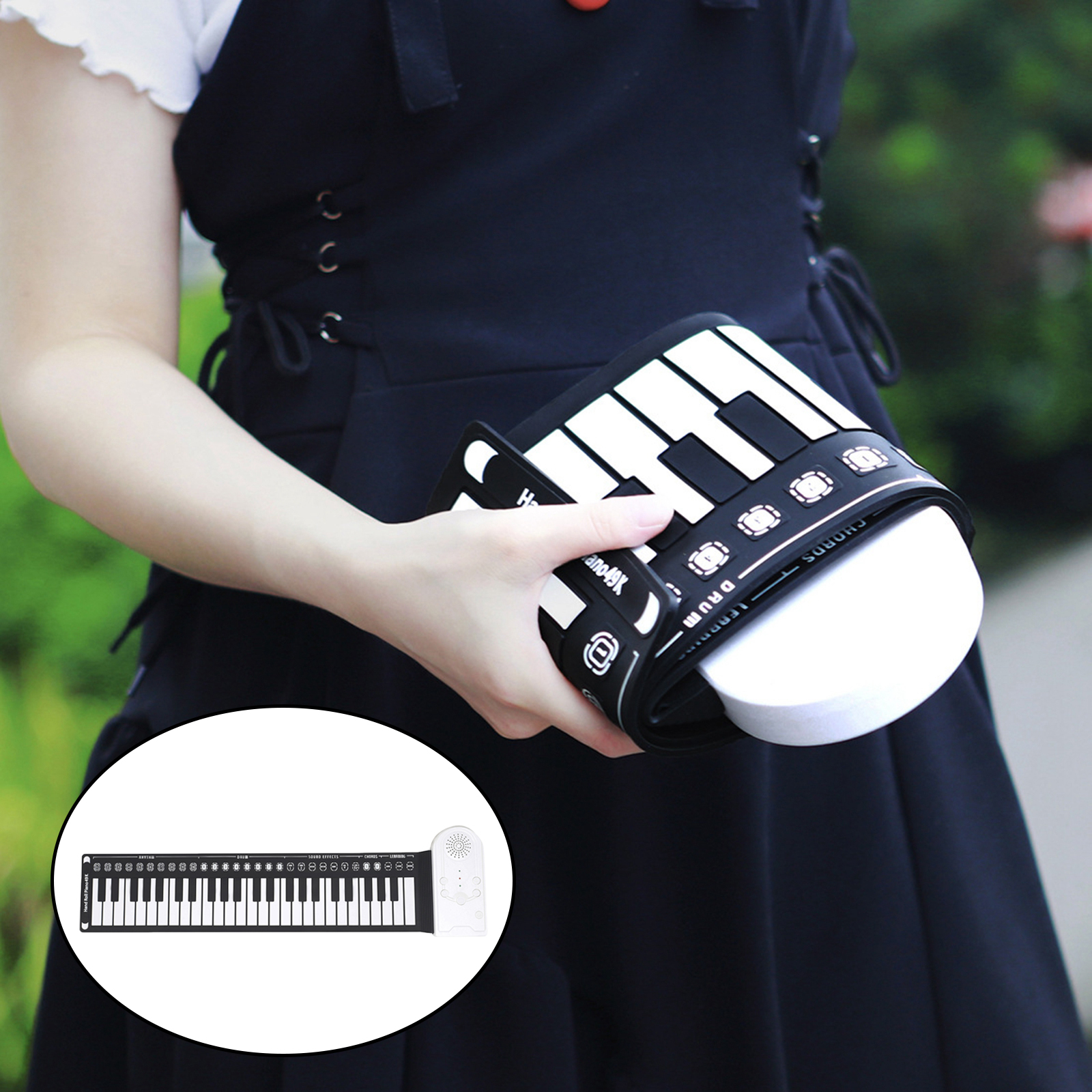 49Keys Flexible Electronic Keyboard Hand Roll Silicone Portable Piano Electronic Organ Roll Up Piano