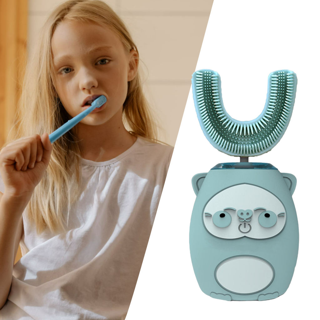 Children Kids U Shaped Ultrasonic Electric Toothbrush Teeth Cleaner Oral Cleaning Tool USB Charging Waterproof