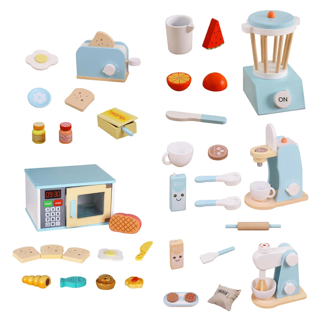 Kids Children Kitchen Pretend Play Toy Cooking Set Cookware PlaySet Food Wooden